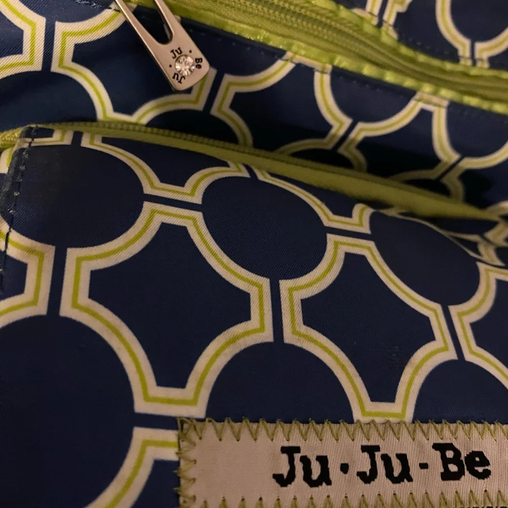 JuJuBe Backpack Green and Blue Diaper Bag Used